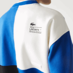 Men Lacoste V0ZN956 Blue White NNE Loose Fit Patchwork Effect Sweatshirt - Image 6