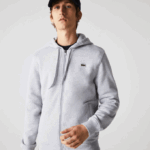 Men Lacoste V0ZN962 Chine Light Grey 9YA SPORT Lightweight Bi-material Hoodie - Image 2