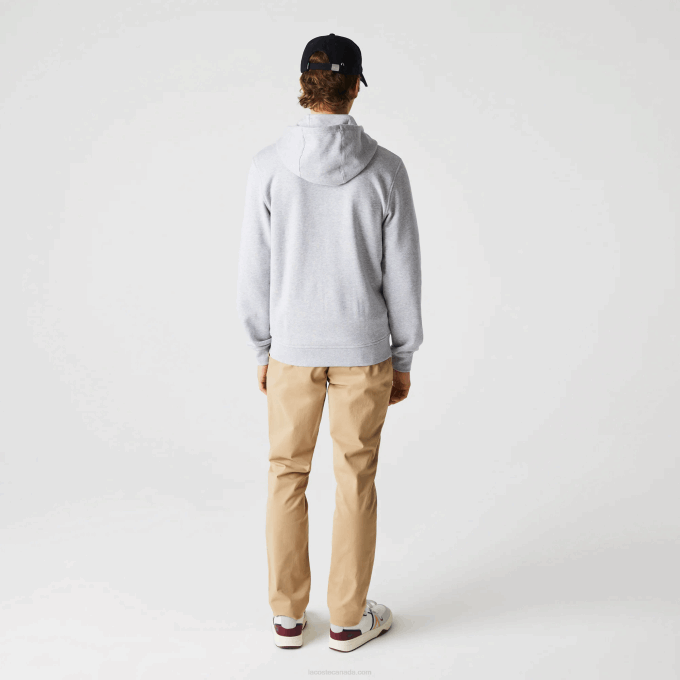 Men Lacoste V0ZN962 Chine Light Grey 9YA SPORT Lightweight Bi-material Hoodie - Image 3