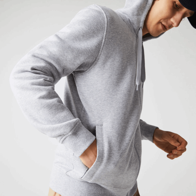 Men Lacoste V0ZN962 Chine Light Grey 9YA SPORT Lightweight Bi-material Hoodie - Image 4