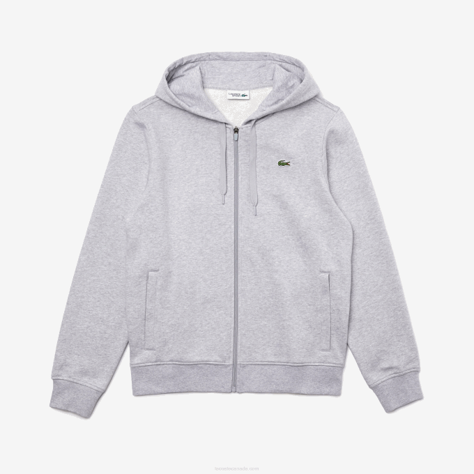 Men Lacoste V0ZN962 Chine Light Grey 9YA SPORT Lightweight Bi-material Hoodie - Image 5