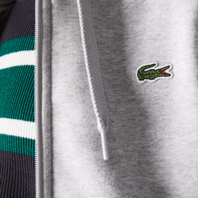 Men Lacoste V0ZN962 Chine Light Grey 9YA SPORT Lightweight Bi-material Hoodie - Image 6