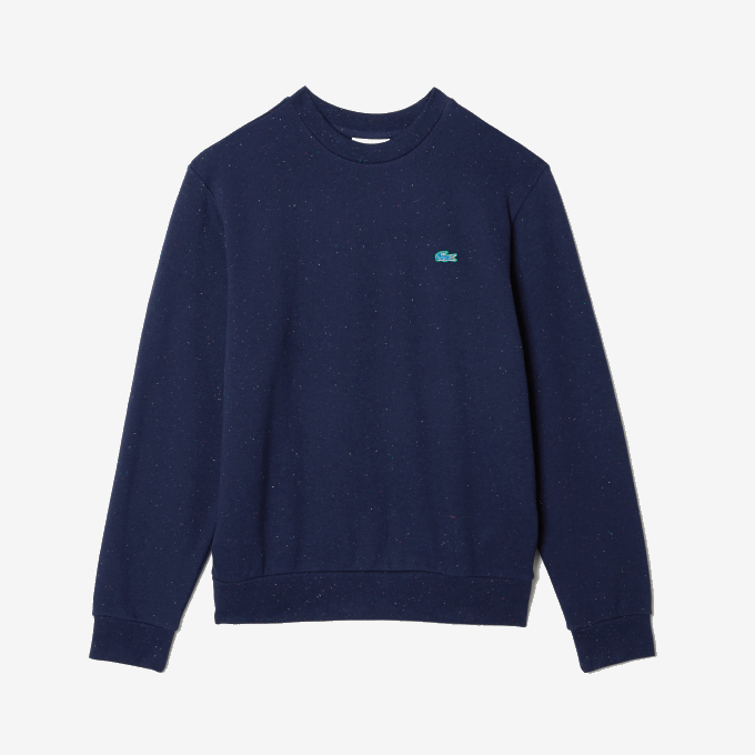 Men Lacoste V0ZN965 Navy Blue 7CG Classic Fit Speckled Print Fleece Sweatshirt - Image 5