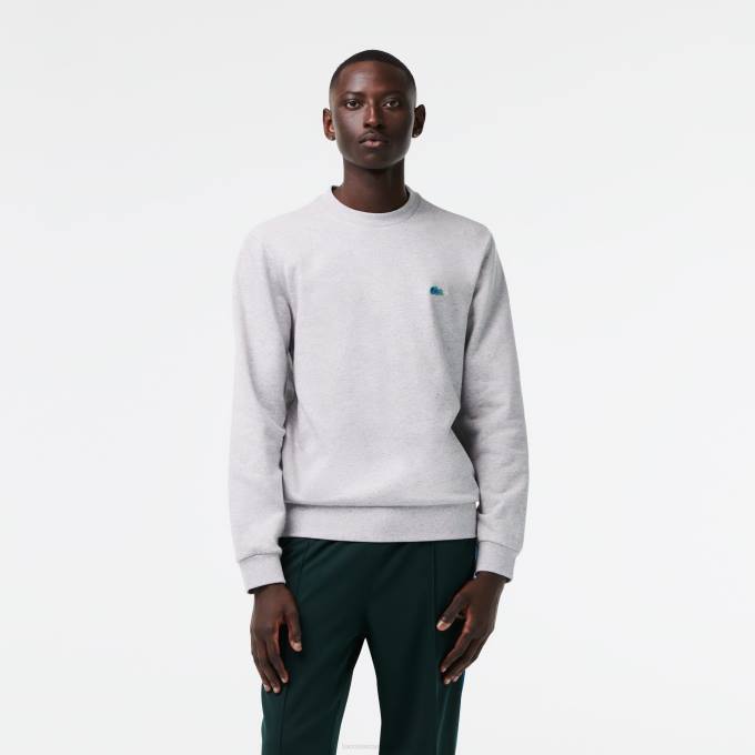 Men Lacoste V0ZN967 Grey Chine 73V Classic Fit Speckled Print Fleece Sweatshirt - Image 1