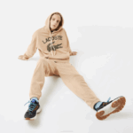 Men Lacoste V0ZN968 Beige 4JW Loose Fit Crocodile Hooded Sweatshirt - Image 5