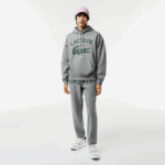 Men Lacoste V0ZN969 Grey Chine YRD Loose Fit Crocodile Hooded Sweatshirt - Image 2