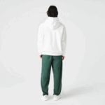 Men Lacoste V0ZN972 White 70V Loose Fit Branded Monogram Hooded Sweatshirt - Image 3
