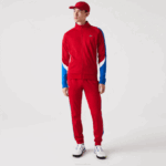 Men Lacoste V0ZN977 Red Blue White W50 SPORT Classic Fit Zip Tennis Sweatshirt - Image 2