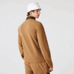 Men Lacoste V0ZN979 Brown Khaki Green 89F Relaxed Fit Polar Fleece Zip Sweatshirt - Image 3