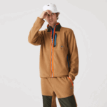 Men Lacoste V0ZN979 Brown Khaki Green 89F Relaxed Fit Polar Fleece Zip Sweatshirt - Image 4