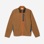 Men Lacoste V0ZN979 Brown Khaki Green 89F Relaxed Fit Polar Fleece Zip Sweatshirt - Image 5