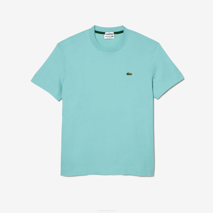 Men Lacoste V0ZN97 Mint LGF Crew Neck Organic Cotton T-Shirt - Image 1