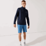 Men Lacoste V0ZN980 Navy Blue 166 SPORT Stretch Zippered Collar Sweatshirt