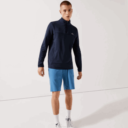 Men Lacoste V0ZN980 Navy Blue 166 SPORT Stretch Zippered Collar Sweatshirt