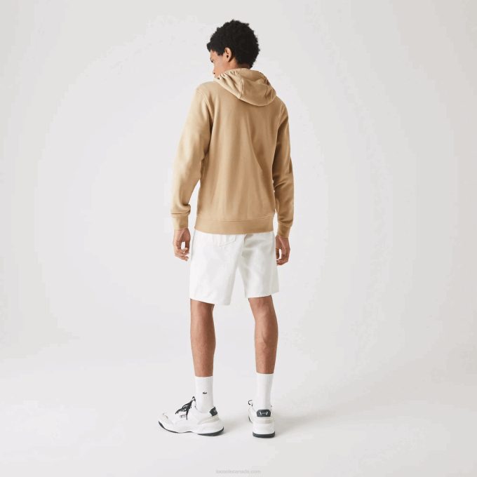 Men Lacoste V0ZN981 Beige GP2 SPORT Lightweight Bi-material Hoodie - Image 2