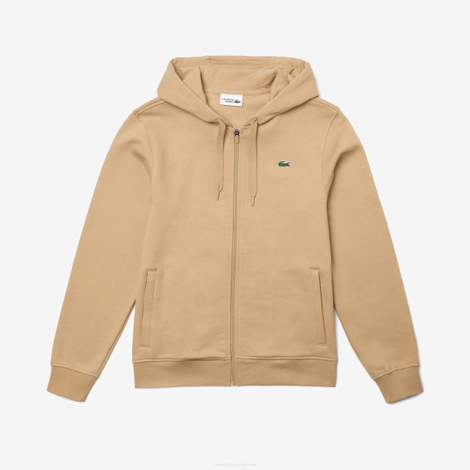 Men Lacoste V0ZN981 Beige GP2 SPORT Lightweight Bi-material Hoodie - Image 4