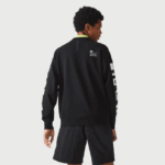 Men Lacoste V0ZN982 Black 031 Loose Fit Reflective Print Sweatshirt - Image 3