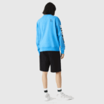 Men Lacoste V0ZN984 Blue 4XA Loose Fit Reflective Print Sweatshirt - Image 2