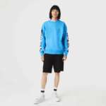 Men Lacoste V0ZN984 Blue 4XA Loose Fit Reflective Print Sweatshirt