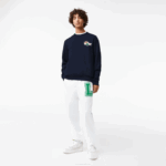 Men Lacoste V0ZN988 Navy Blue 166 Badge Organic Cotton Sweatshirt - Image 2