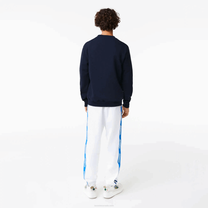 Men Lacoste V0ZN988 Navy Blue 166 Badge Organic Cotton Sweatshirt - Image 3