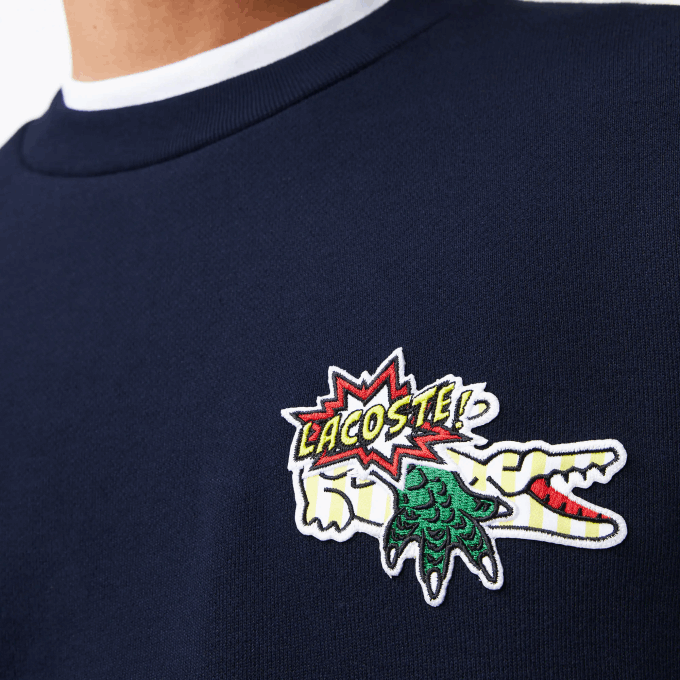 Men Lacoste V0ZN988 Navy Blue 166 Badge Organic Cotton Sweatshirt - Image 4
