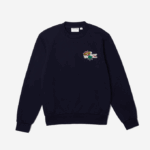 Men Lacoste V0ZN988 Navy Blue 166 Badge Organic Cotton Sweatshirt - Image 5