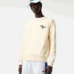 Men Lacoste V0ZN989 White XFJ Badge Organic Cotton Sweatshirt