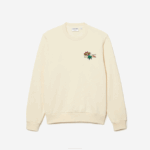 Men Lacoste V0ZN989 White XFJ Badge Organic Cotton Sweatshirt - Image 3