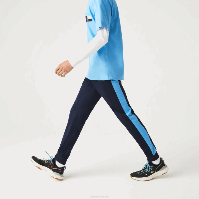 Men Lacoste V0ZN993 Navy Blue White 61E SPORT Run-Resistant Tennis Trackpants - Image 5