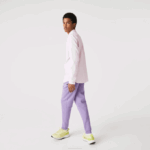 Men Lacoste V0ZN995 Purple GFU Tapered Fit Fleece Trackpants - Image 2