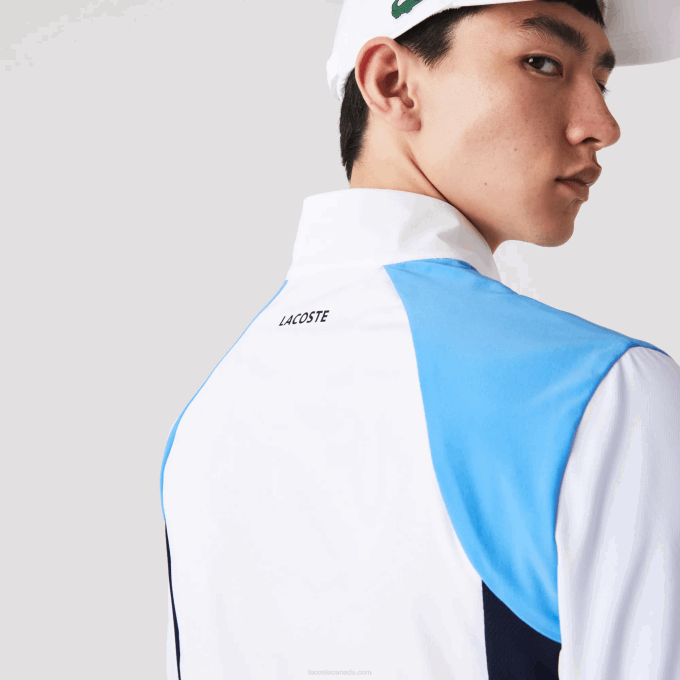 Men Lacoste V0ZN996 White Purple Navy Blue Y03 SPORT Color-Block Tennis Tracksuit - Image 8