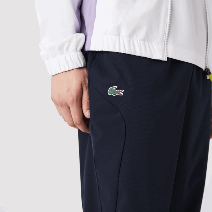 Men Lacoste V0ZN996 White Purple Navy Blue Y03 SPORT Color-Block Tennis Tracksuit - Image 9