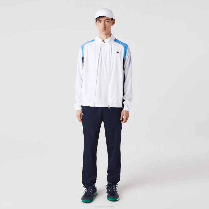 Men Lacoste V0ZN996 White Purple Navy Blue Y03 SPORT Color-Block Tennis Tracksuit - Image 1