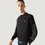 Men Lacoste V0ZN999 Black 031 Loose Fit Pique Sweatshirt