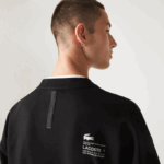 Men Lacoste V0ZN999 Black 031 Loose Fit Pique Sweatshirt - Image 6