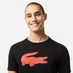 Men Lacoste V0ZN99 Black Red BZJ SPORT 3D Print Crocodile Breathable Jersey T-Shirt - Image 2