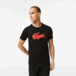 Men Lacoste V0ZN99 Black Red BZJ SPORT 3D Print Crocodile Breathable Jersey T-Shirt