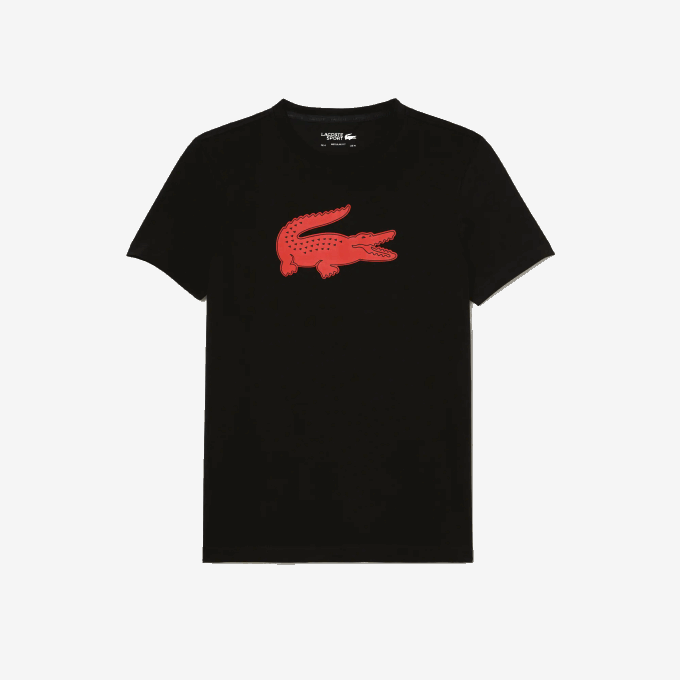 Men Lacoste V0ZN99 Black Red BZJ SPORT 3D Print Crocodile Breathable Jersey T-Shirt - Image 4