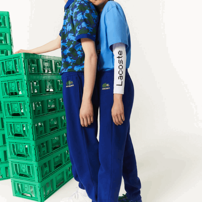 MenV0ZN1174 Blue BDM Lacoste x Minecraft Organic Cotton Fleece Jogging Pants - Image 4