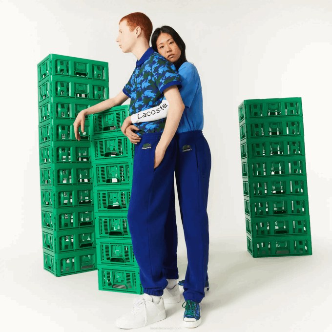MenV0ZN1174 Blue BDM Lacoste x Minecraft Organic Cotton Fleece Jogging Pants - Image 1