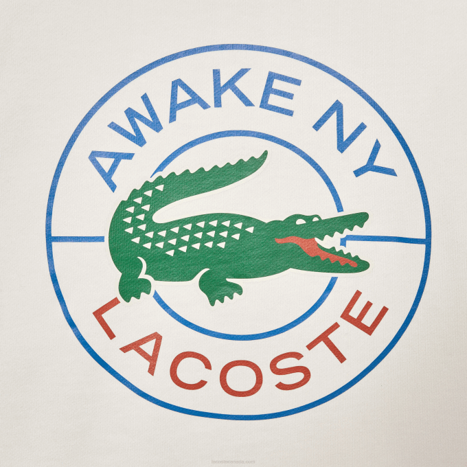 MenV0ZN1183 White Bordeaux NFB Lacoste x AWAKE NY Badge Color-block Cotton Sweatshirt - Image 5