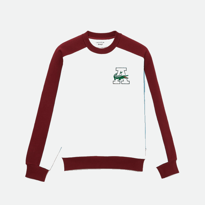 menv0zn1183_white_bordeaux_nfb_lacoste_x_awake_ny_badge_color_block_cotton_sweatshirt.png MenV0ZN1183 White Bordeaux NFB Lacoste x AWAKE NY Badge Color-block Cotton Sweatshirt - Image 1