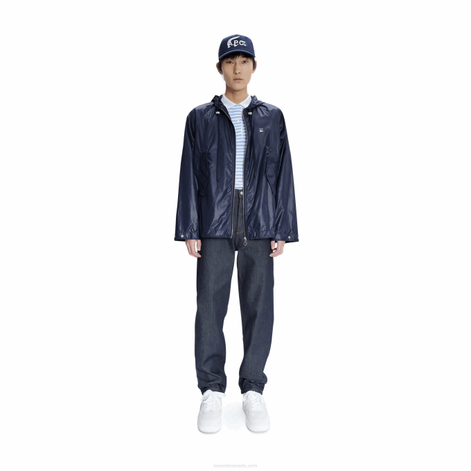 MenV0ZN1310 Blue WGH Lacoste x A.P.C. Water-Resistant Nylon Hooded Jacket - Image 3