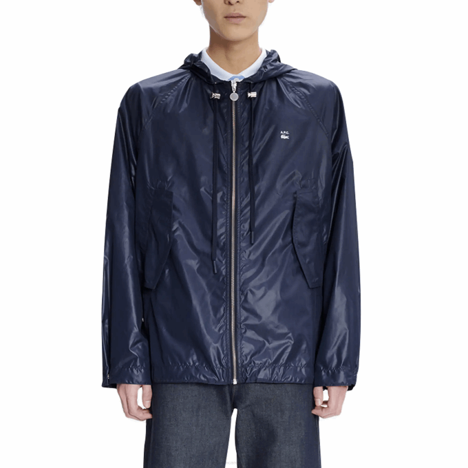 MenV0ZN1310 Blue WGH Lacoste x A.P.C. Water-Resistant Nylon Hooded Jacket - Image 4