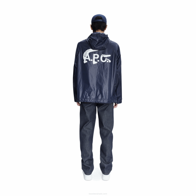 MenV0ZN1310 Blue WGH Lacoste x A.P.C. Water-Resistant Nylon Hooded Jacket - Image 5