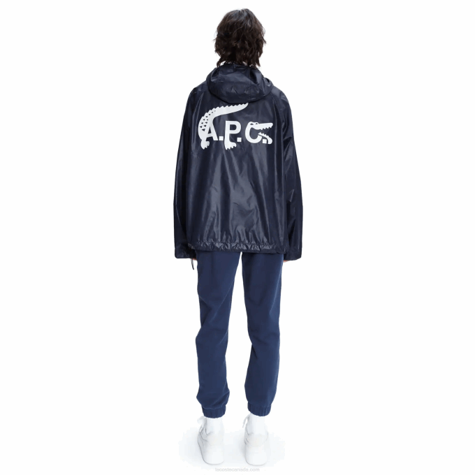 MenV0ZN1310 Blue WGH Lacoste x A.P.C. Water-Resistant Nylon Hooded Jacket - Image 7