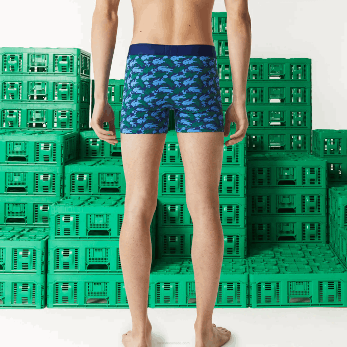 MenV0ZN1599 White C50 Lacoste x Minecraft Print Long Organic Cotton Boxer Briefs - Image 2