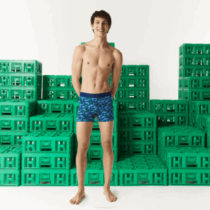 MenV0ZN1599 White C50 Lacoste x Minecraft Print Long Organic Cotton Boxer Briefs