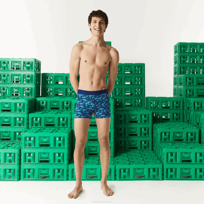 MenV0ZN1599 White C50 Lacoste x Minecraft Print Long Organic Cotton Boxer Briefs - Image 1